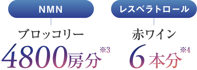 NMNブロッコリー4800房分/レスベラトロール赤ワイン6本分
